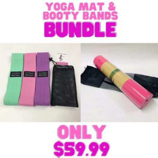 3 Resistance Bands & Yoga Mat Set Kickweightwithkeisha